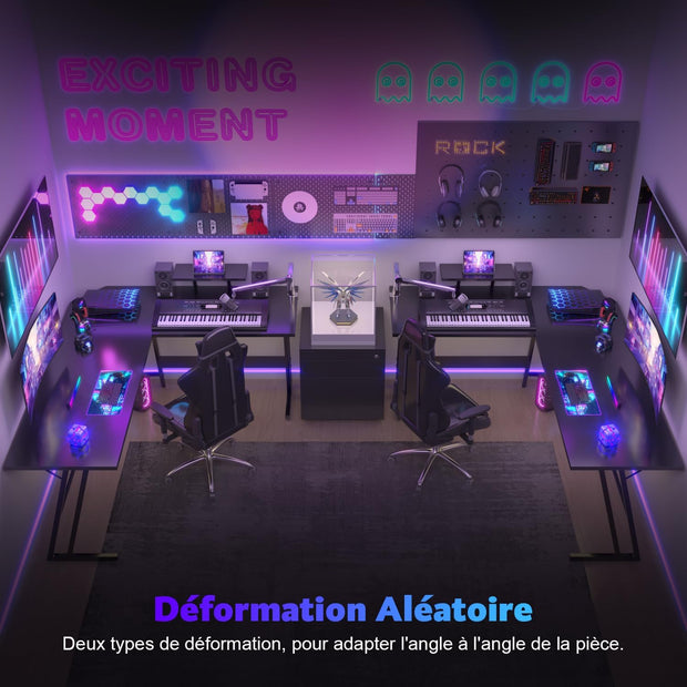 Bureau Gaming - d'angle au design en forme de L