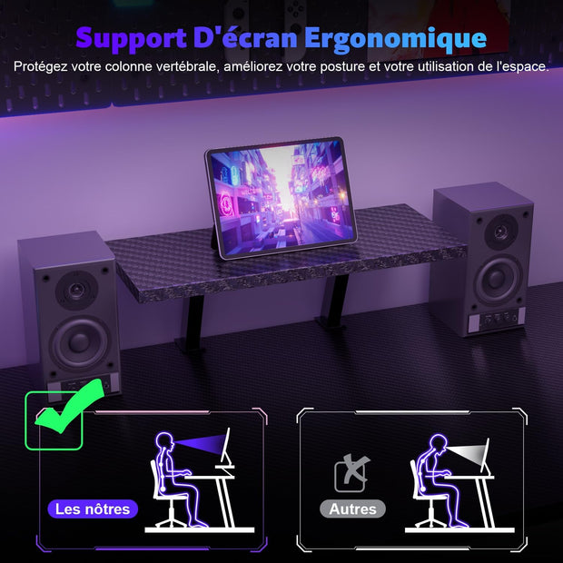Bureau Gaming - d'angle au design en forme de L
