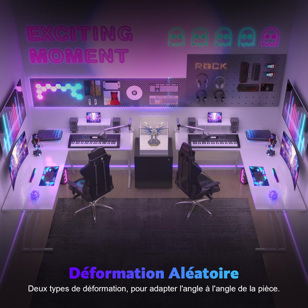 Bureau Gaming - d'angle au design en forme de L