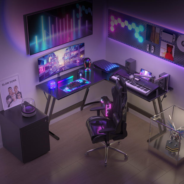 Bureau Gaming - d'angle au design en forme de L