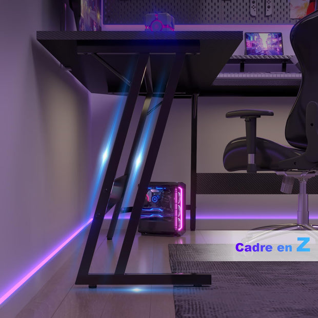 Bureau Gaming - d'angle au design en forme de L