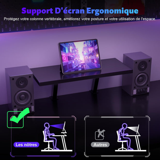 Bureau Gaming - d'angle au design en forme de L