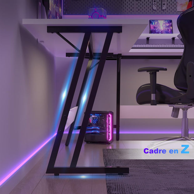 Bureau Gaming - d'angle au design en forme de L