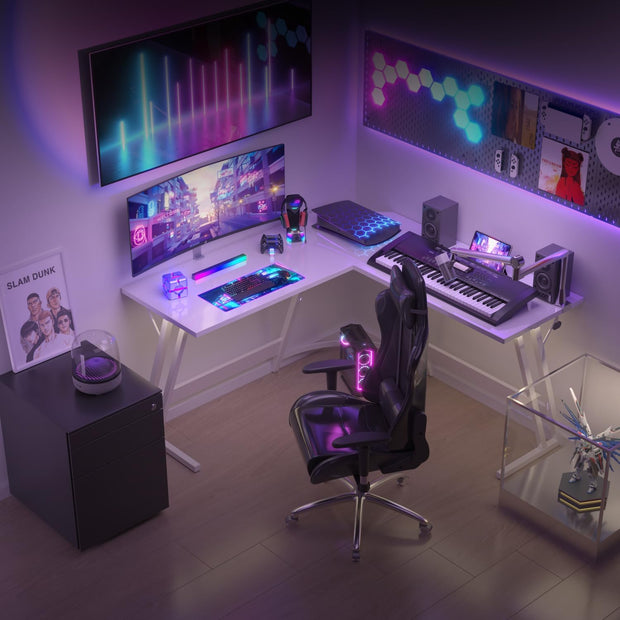 Bureau Gaming - d'angle au design en forme de L