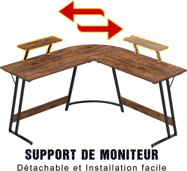 Bureau Gaming - d'angle au design en forme de L