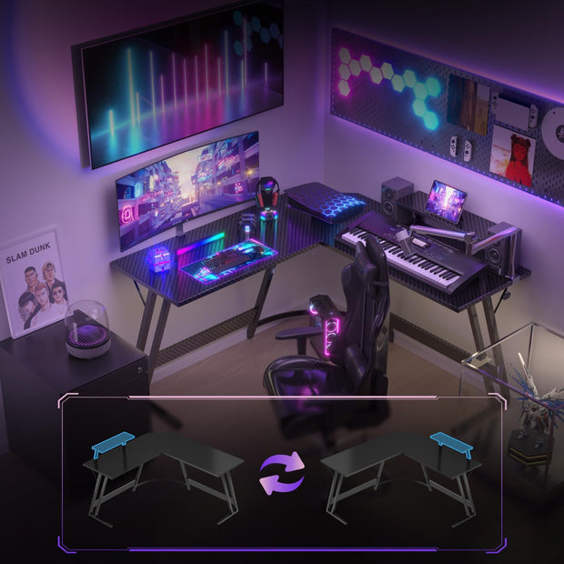 Bureau Gaming - d'angle au design en forme de L
