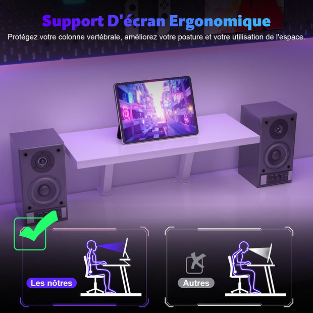 Bureau Gaming - d'angle au design en forme de L