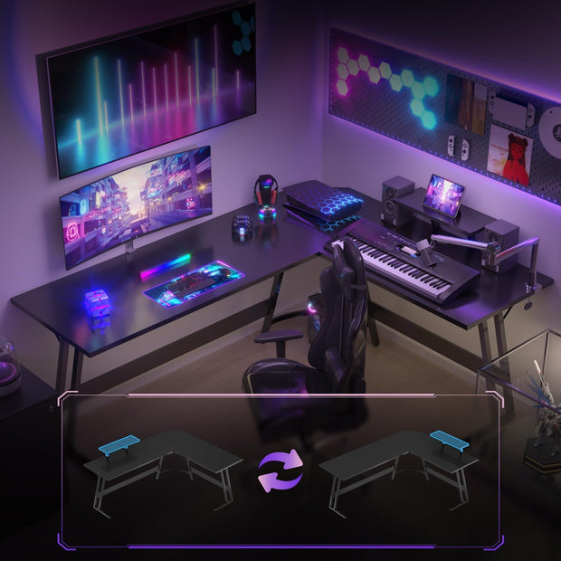 Bureau Gaming - d'angle au design en forme de L
