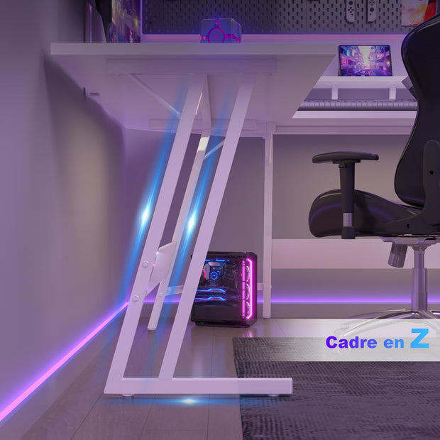 Bureau Gaming - d'angle au design en forme de L