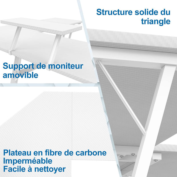 Bureau Gaming - d'angle au design en forme de L