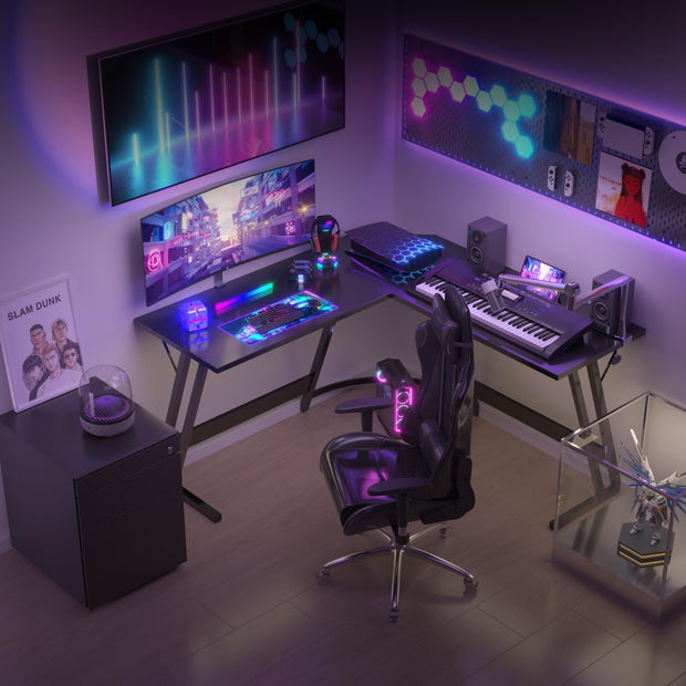 Bureau Gaming - d'angle au design en forme de L