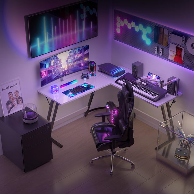 Bureau Gaming - d'angle au design en forme de L